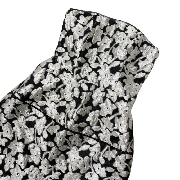 Oscar De La Renta Metallic Floral Sleveless Cocktail Mini Dress - Picture 5 of 10